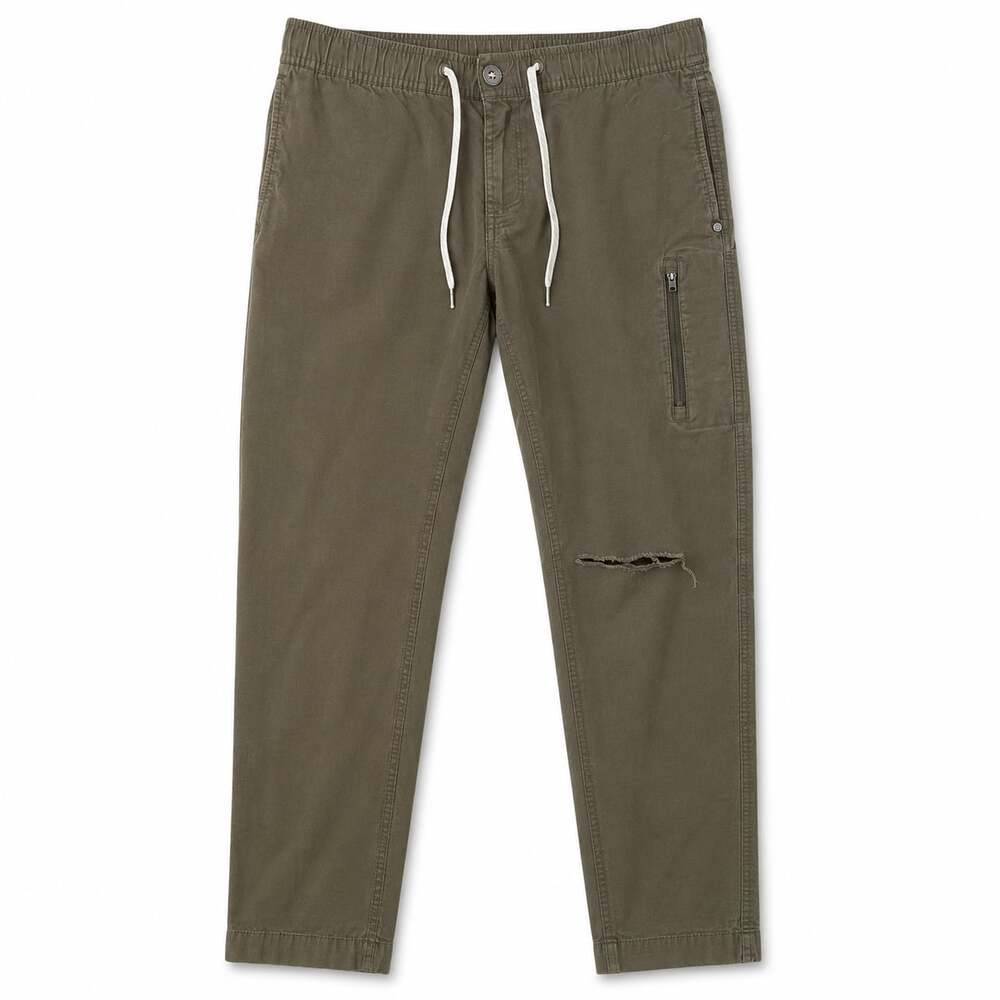 Vuori V412 Ripstop Climber Pants Medium Olive Green Distressed Knee